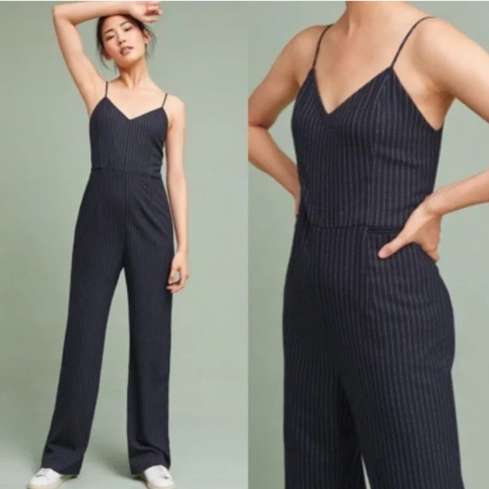 Anthropologie NWOT size 10‎ the essential pinstripe jumpsuit